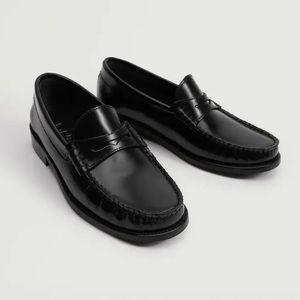 Mango Leather Penny Loafers